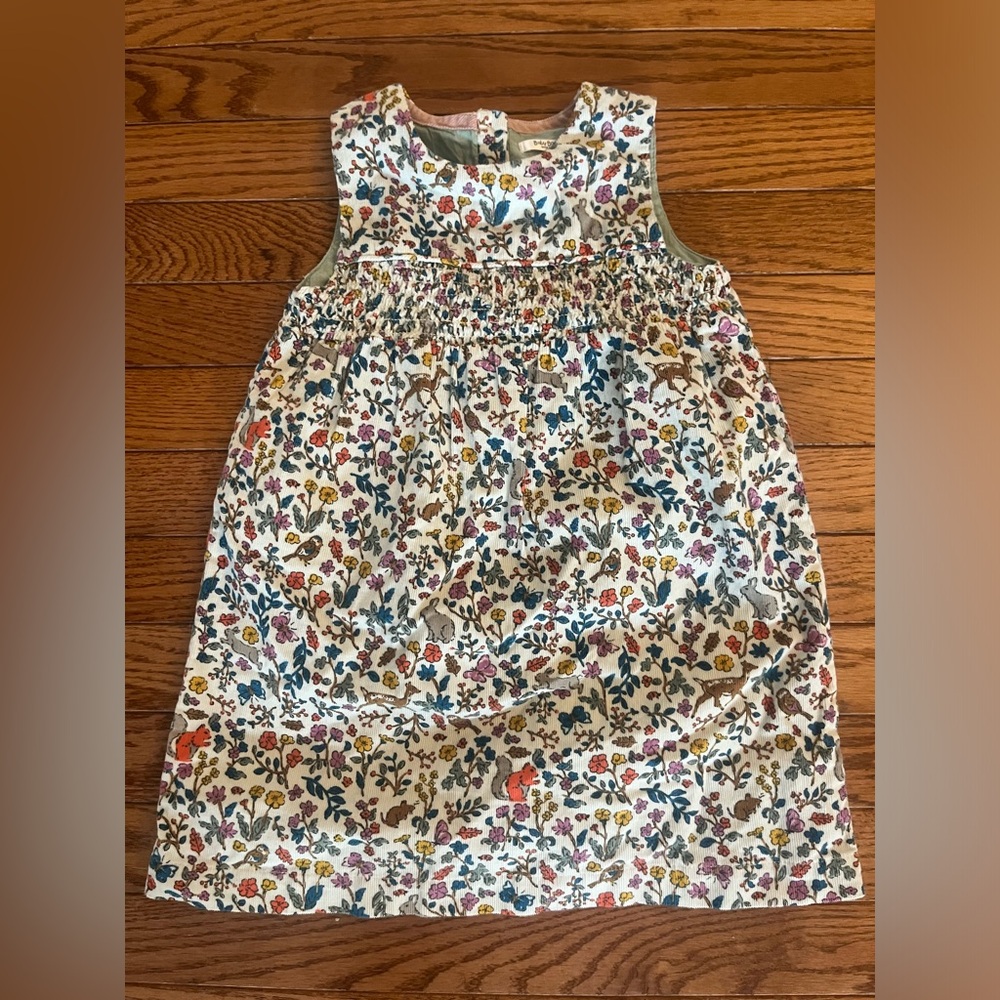 Baby Boden Woodland Print Cord Pinnie